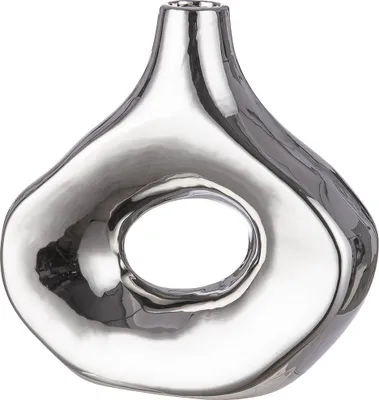 Image de Gilde Vase, "Malta", Keramik, silberfarben, VE 2, L. 8.5 cm, B. 23.5 cm, H. 23 cm 32580 4063387325803