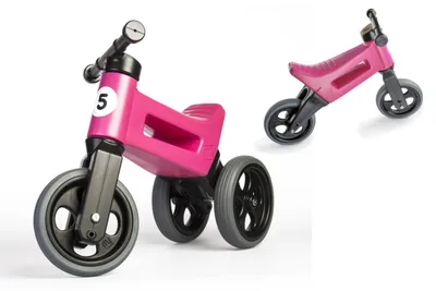 Zdjęcie produktu dla Rower biegowy FUNNY WHEELS Rider Sport różowy 2 w 1, wysokość siodełka 28/30 cm, nośność 25 kg, od 18 miesięcy, w torbie