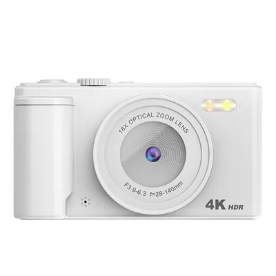 Image de ZELURXX Caméra numérique 4K, 64MP, zoom 18x, écran rabattable 180°, carte mémoire 64GB, selfie, vlog, caméra pour étudiants, blanc