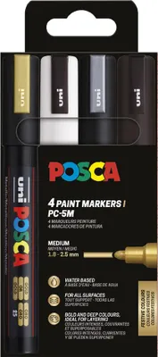 Immagine prodotto di marcatore a pigmenti uni-ball POSCA PC-5M, scatola da 4