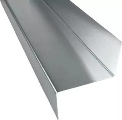 A close-up, angled view of a silver metal Z-profile strip against a white background.