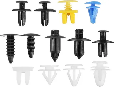 Imagen del producto de Fijaciones de plástico para carrocería, tipo remache, y juego de clips para molduras decorativas