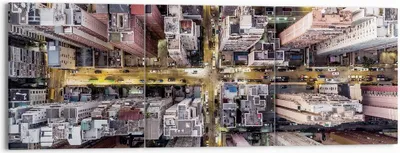 Produktbild von Bild auf Leinwand - Leinwandbild - 3 Teile - Metropole Luftaufnahmen Straße - 150x50cm - Wand Bild - Wanddeko - Wandbilder - Leinwanddruck - Bilder - Wanddekoration - Leinwand bilder - CA150x50-4507