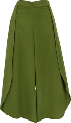 Produktbild von Cord Palazzohose, Boho Hosenrock - Grün, Damen, Baumwolle, Größe: S