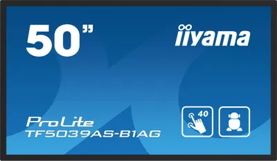 Obrázek produktu pro iiyama TF5039AS-B1AG, 125,7 cm (49.5"), 3840 x 2160 px, 4K Ultra HD, LED, 9,5 ms, Černá