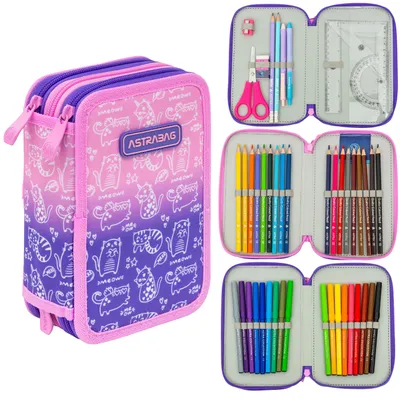 Zdjęcie produktu dla Piórnik potrójny Jumbo Kitty z wyposażeniem ASTRA 20,5x13x6 cm