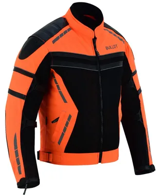Produktbild von Herren Motorradkombi Textilien Tech Mesh motorradjacke + Motorradhose mit Protektoren, Größe:48/S, Farbe:Neon Orange