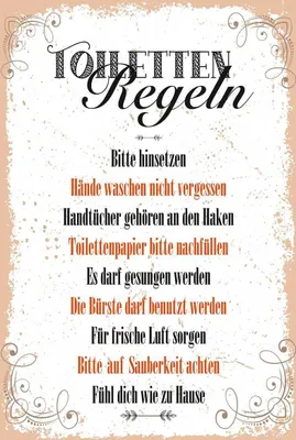Produktbild von vianmo Holzschild 18x12 cm lustig Toiletten Regeln