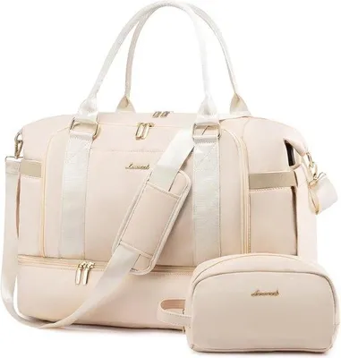 Image de Sac de sport imperméable pour femme, beige, de voyage