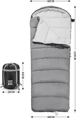 Produktbild von Outdoor-Camping-Schlafsack, Doppelschlafsack, Thermo-Schlafsack, maschinenwaschbar, kann in Einzelnutzung getrennt werden, grau, 1800g