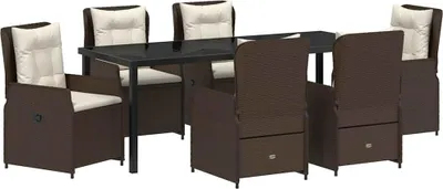 Produktbild von vidaXL Garten Essgruppe 7 pcs Braun Poly-Rattan
