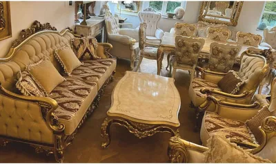 Produktbild von Casa Padrino Luxus Barock Wohnzimmer Set Beige / Braun / Gold - Barockstil Möbel
