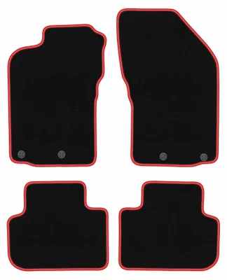 Produktbild von Velours-Fußmatten für Alfa Romeo 147 2000-2010 (Schrägheck) – 4-tlg, Schwarz/Rot, passgenau – Wielganizator CARLUX