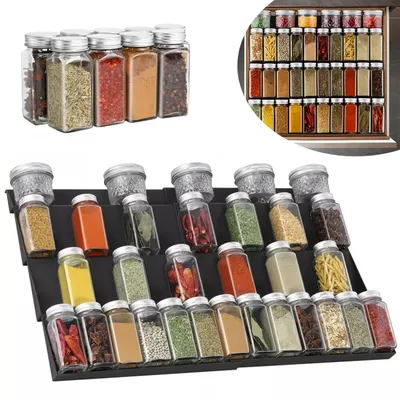 Produktbild von Gewürzregal Schublade, 2 PCS Gewürz Organizer Schublade, für Küche, Arbeitsfläche, Schrank, Regal