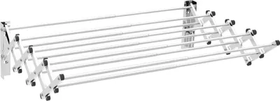Image de Séchoir à linge mural - Séchoir mural - Extensible - 8 barres - Capacité de charge 25 kg - Acier inoxydable - Argent