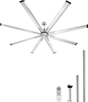 Obrázek produktu pro VEVOR 84" stropní ventilátor (bez světla), reverzibilní ventilátor se stejnosměrným motorem do ložnice, obývacího pokoje, na terasu, vnitřní/venkovní použití, kartáčovaný nikl