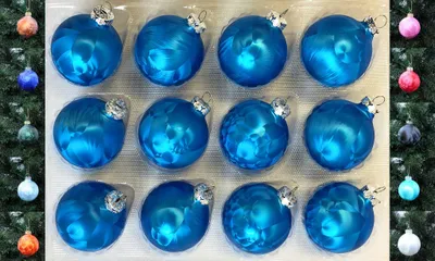Produktbild von JACK 12x Glas Eislack Christbaumkugeln 6cm Thüringer Weihnachtskugeln Kugeln Meerblau
