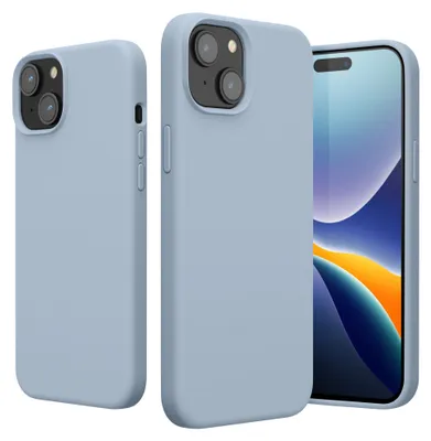 Produktbild von kwmobile Handyhülle für iPhone 15 Hülle, für iPhone 15 Case - Hülle Silikon - kabelloses Laden - Hellblau matt