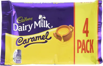 Produktbild von Cadbury Dairy Milk Caramel Schokoriegel 4er Pack (4 x 37 g) / Karamell Schokoladen Riegel