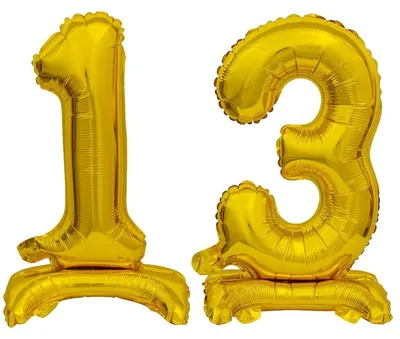 Produktbild von Stehender Folienballon Zahl 13 gold 38 cm 13. Geburtstag