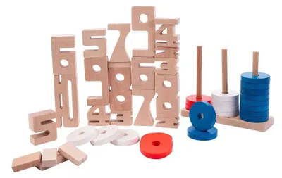 Image de Blocs à compter en bois, 62 pièces.