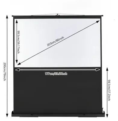 Produktbild von Tragbare Bodenleinwand - 203 cm - 16:9 - 4K/8K HD - 1,2 Gain - 160° Betrachtungswinkel - Höhenverstellbares Aluminiumstativ