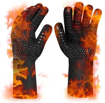 Produktbild von Hitzebeständige Grillhandschuhe, Ofenhandschuhe, Topflappen, Backhandschuhe, für den Außenbereich, zum Grillen, Pfannenhandschuhe bis Kochhandschuhe für die Zubereitung von Speisen