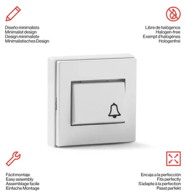 Produktbild von FAMATEL – Klingelschalter I Serie 5000 I 10A I 250 V I 65 x 65 I Weiß