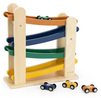 Image de Trixie Autoroute en bois avec 4 voitures