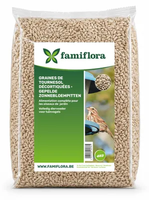 Produktbild von Famiflora Sonnenblumenkerne geschält - Gartenvögel - 4 kg - 100% geschälte Sonnenblumenkerne - Keine Schalenreste im Garten - Großpackung mit 4 kg