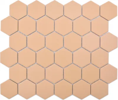 Produktbild von Keramik Mosaik Hexagon ockerorange R10B Duschtasse Bodenfliese Mosaikfliese Küche Bad Boden