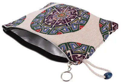 Produktbild von Kosmetiktasche, Utensilientasche, Tasche für Accessoires - Modell 4, Uni - Erwachsene, Mehrfarbig, Viscose,Baumwolle, 20*27*2 cm, Kleine Taschen für Kosmetik, Schreibzeug, Mehr