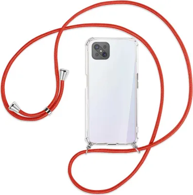 Produktbild von Handykette Backcover-Schutzhülle mit Band (Metall silberfarben) für Oppo A92S / Reno4 Z 5G - rot