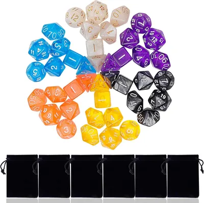 Imagen del producto de Conjunto de dados poliedros, de 42 piezas, en 6 colores, para juegos de rol y juegos de mesa