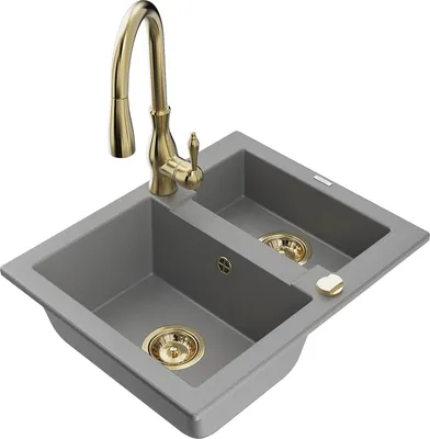 Image de Évier Carlos en granit 1,5 avec mitigeur Savita, gris (6518-71-672601-50)