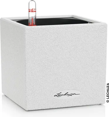 Produktbild von LECHUZA-Tischgefäß CANTO Stone 14 Quarzweiß | Pflanzgefäß mit Bewässerungssystem und Pflanzeinsatz | Naturstein-Optik | 14 x 14 x 13,5 cm | 13477