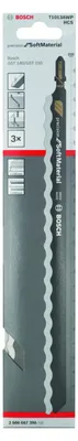 Immagine prodotto di Bosch Precision for Soft Material T 1013 AWP - Lama per seghetto alternativo - per cartone, pelle, gomma, moquette, fibra isolante, polistirolo (PS) - 3 pezzi - Attacco a T - Lunghezza: 250 mm (2608667396)