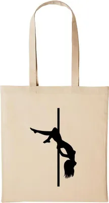 Produktbild von Huuraa Baumwollbeutel Poledance Geschenk Einkaufstasche Natural 10 Liter Baumwolle Poledance Accessoire
