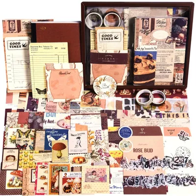 351-teiliges Scrapbooking-Set mit A6-Notizbuch, Vintage-Stil