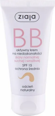 Zdjęcie produktu dla Ziaja BB Aktywny krem na niedoskonałości skóry normalnej suchej i wrażliwej odcień naturalny, 50 ml