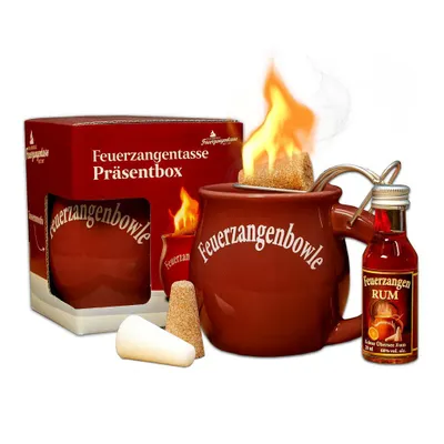 Produktbild von Feuerzangentasse 1er-Set | terracotta | mit Rum | Feuerzangenbowle-Set | Präsentbox