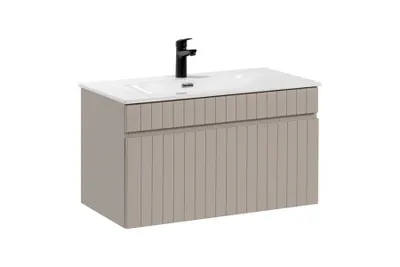 Zdjęcie produktu dla Szafka Pod Umywalkę 80 Cm 1 Szuflada Kaszmirowy Mat Frez