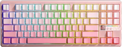 Produktbild von AULA F87 Pro V2 Mechanische Gaming Tastatur 80%, Wireless Tri-Mode, LED Matrix Display, RGB, Hotswap, 8K Polling, Farbverlauf Rosa