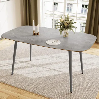 Immagine prodotto di Tavolo da pranzo o tavolo da cucina per 4-6 persone, 120 cm, grigio, realizzato in MDF con gambe in metallo
