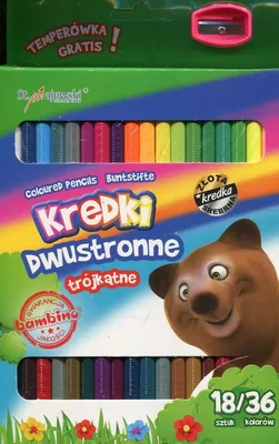 Obrázok produktu pre Kredki szkolne trójkątne dwustronne 18 sztuk 36 kolorów