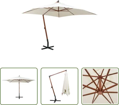 Produktbild von The Living Store Ampelschirm 300x300 cm Holzmast Weiß