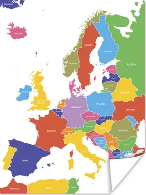 Produktbild von MuchoWow® Poster Karte - Europa - Farbe 120x160 cm - Wandbilder