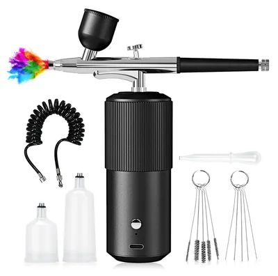 Airbrush-Set mit Kompressor, USB-wiederaufladbar, Doppelaktion, 0,3 mm