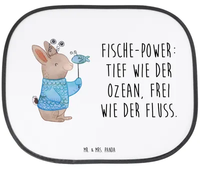Produktbild von Mr. & Mrs. Panda Sonnenschutz Auto Fische Astrologie - Weiß - Geschenk, Autoscheibe, Geschenkidee Zum Geburtstag, Sonnenblende, Fischer, Sternzeichen, autofenster