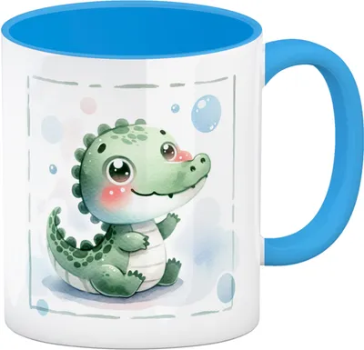 Produktbild von Baby Krokodil Kaffeebecher in hellblau